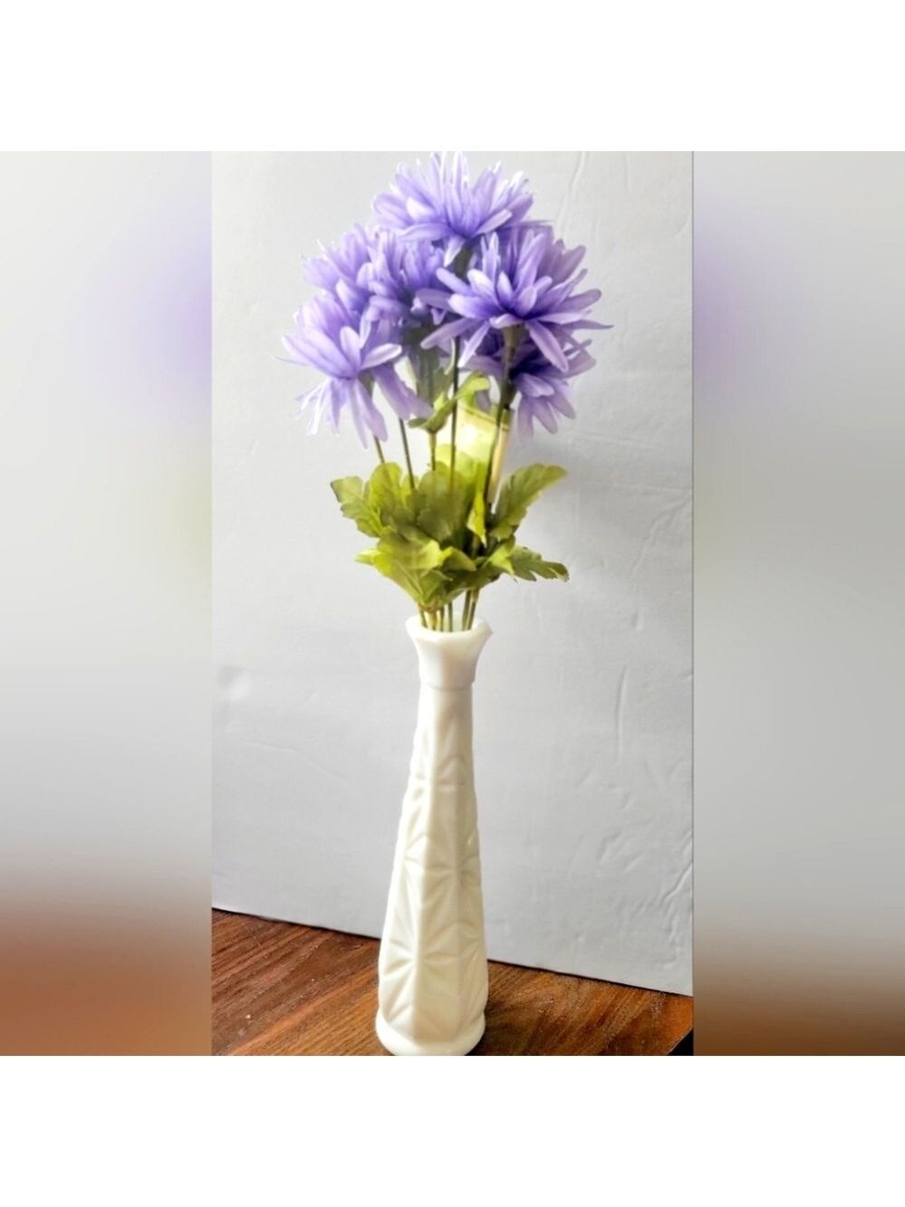 Vintage Hoosier Glass Milk Glass Bud Vase Starburst 9 Inch